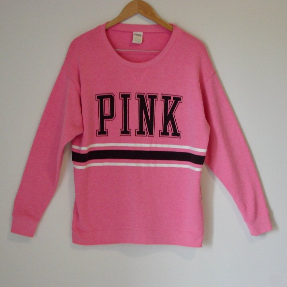 PINK Victoria's Secret Pink Logo Crewneck Top Long Sleeve Size Small